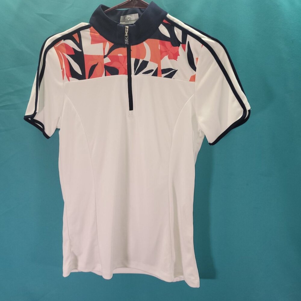 Callaway Womens Opti-Dri Colorblock Polo Shirt S - Floral Print